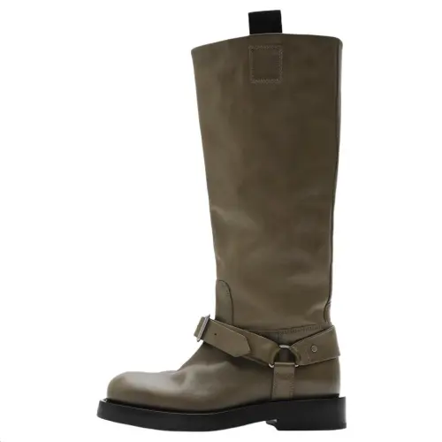 Burberry Saddle Calfskin Knee high Boots Women's Green
