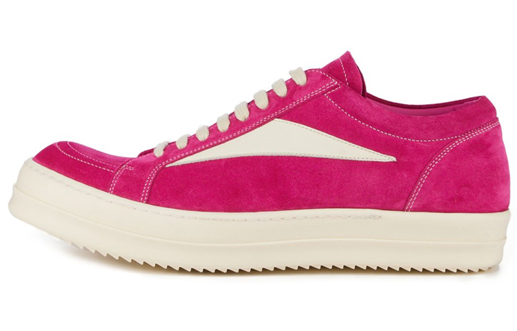 RICK OWENS EDFU Vintage Sneaks Velour Suede Hot Pink Milk White Women's
