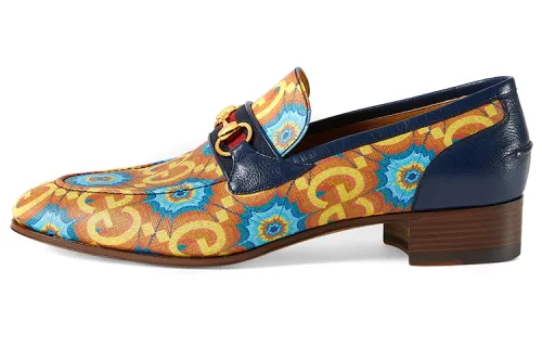 GUCCI 100th Anniversary Casual Shoes Men's Blue Yellow
