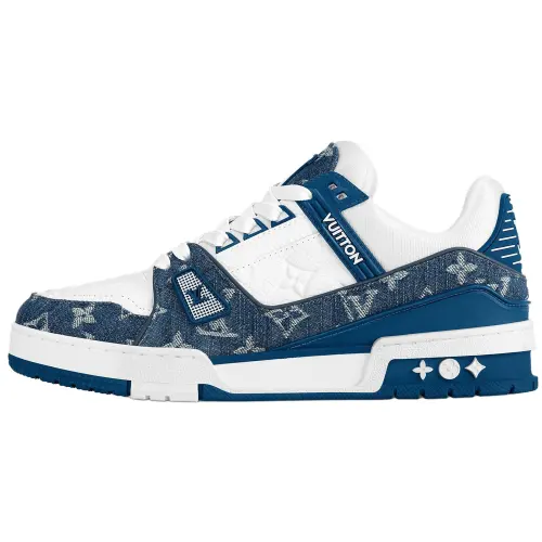 LOUIS VUITTON Lv Trainer Sneakers 'White With Blue Mesh Monogram' Women's
