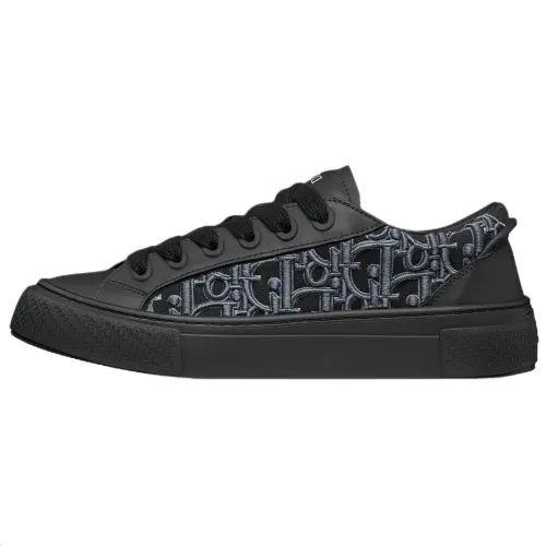 DIOR B33 Spin Cow Leather Low top Skateboard Shoes Men's Black Limited Edition Numbered Edition