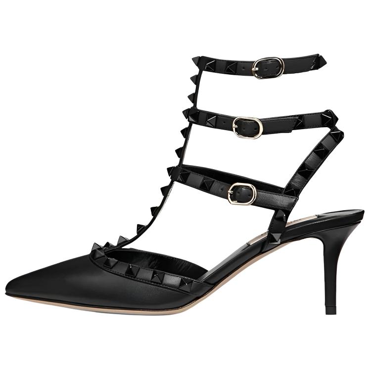 Valentino Rockstud Slim Heel High Heel Sandal 6.5cm Women's Black
