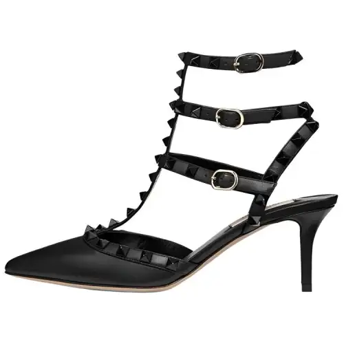 Valentino Rockstud Slim Heel High Heel Sandal 6.5cm Women's Black