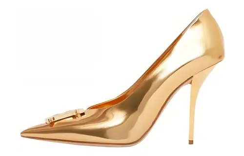 Burberry Leather Slim Heel High Heels Women's Gold