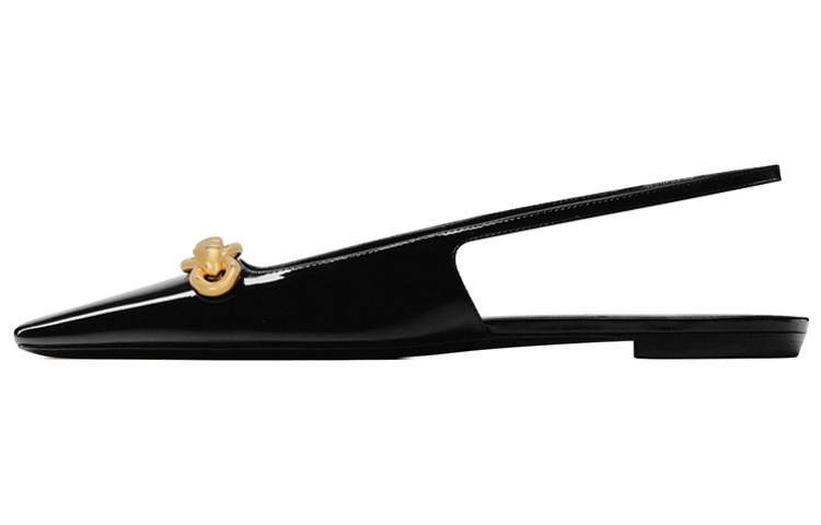 SAINT LAURENT Blade Leather Flat Shoes Women's Black