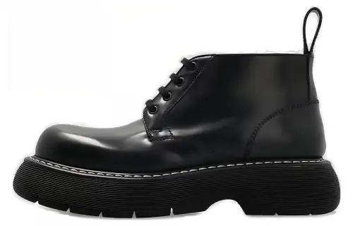 Bottega Veneta Leather Ankle Boots Men's Black Green