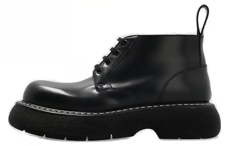 Bottega Veneta Leather Ankle Boots Men's Black Green