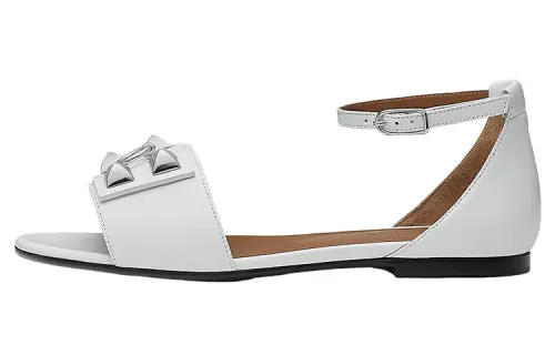 HERMES Desiree Slip on One Strap Sandals Women's White