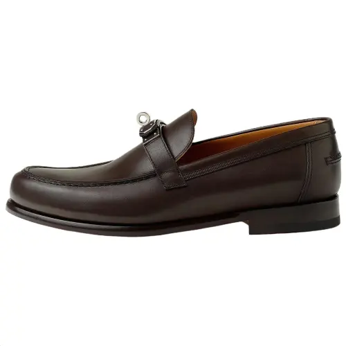 HERMES Destin Calfskin Casual Shoes Men's Brown