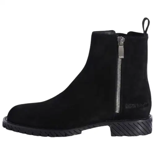 OFF WHITE Round toe Suede Ankle Boots