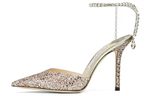 Jimmy Choo Saeda Leather Slim Heel High Heels Women's Pink