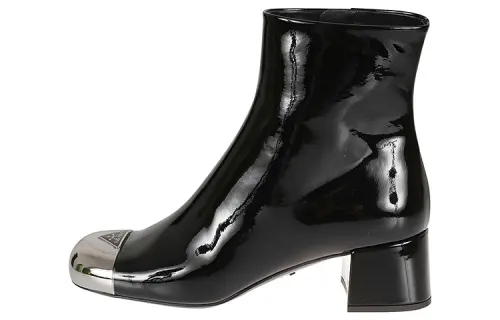 PRADA Patent Leather Ankle Boots Women's Black