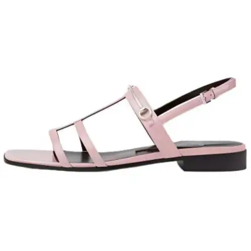 GUCCI Horsebit Leather One Strap Sandals Women's Light Pink