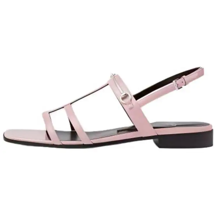 GUCCI Horsebit Leather One Strap Sandals Women's Light Pink