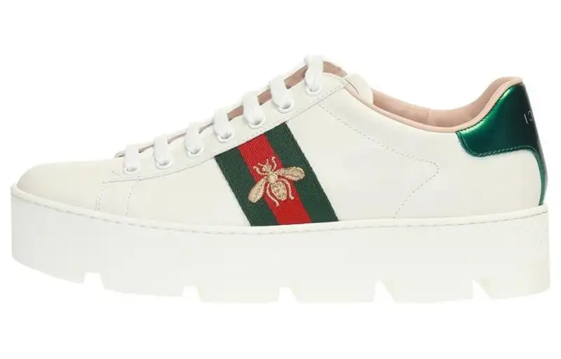 Gucci Wmns Ace Embroidered Platform 'White' Women's