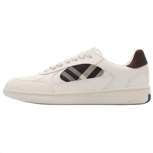 Burberry Terrace Low top Skateboard Shoes Men's Cotton Beige & Red Brown & Dark Brown