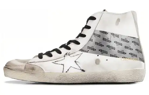 Golden Goose Francy Stylish Skateboarding Shoes Men's Silver White Distressed