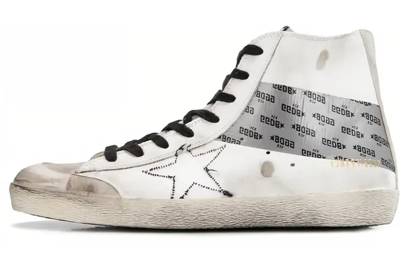 Golden Goose Francy Stylish Skateboarding Shoes Men's Silver White Distressed