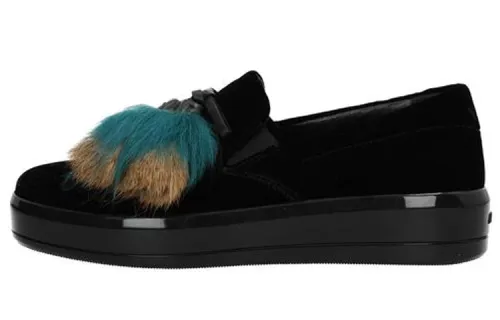 PRADA Suede Women's Casual Shoes Women's Black