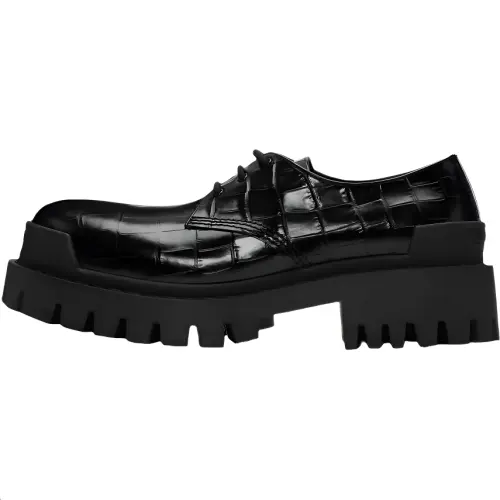 Balenciaga Strike Leather Casual Shoes Men's Black