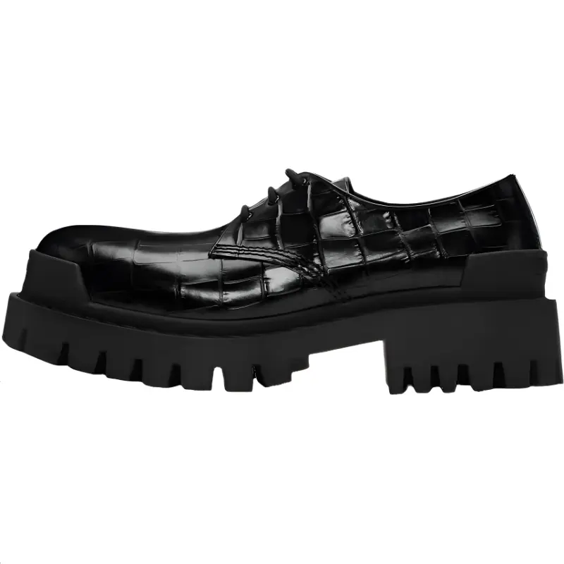Balenciaga Strike Leather Casual Shoes Men's Black