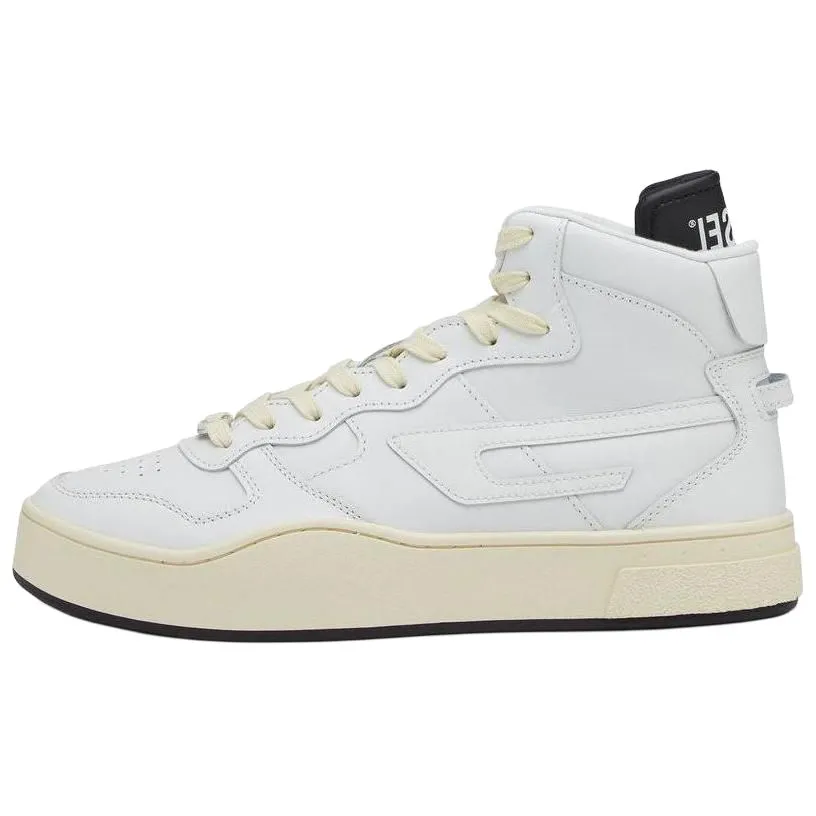 DIESEL S Ukiyo Leather High top Skateboard Shoes Men's Ecru
