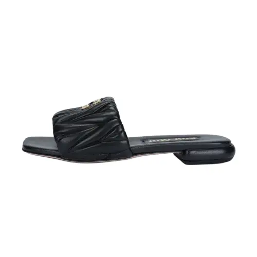 MIU MIU Matelassé Slide Slippers Women's Black