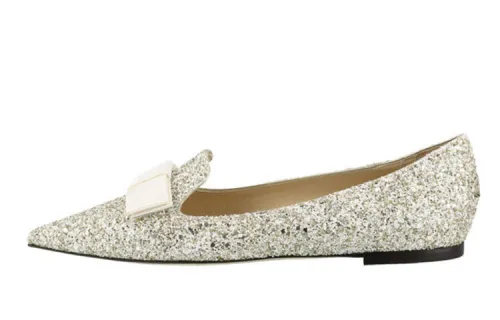 Jimmy Choo Gala Flat Low Vamp Casual Shoes Women's Moonlight Silver