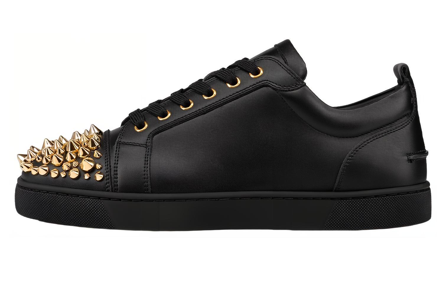 CHRISLV Leather Low top Stylish Skateboarding Shoes Men's Black