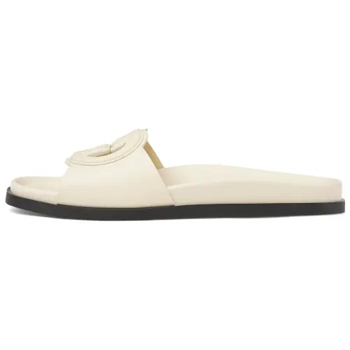 GUCCI Rubber Sole Slide Slippers Women's Ivory White