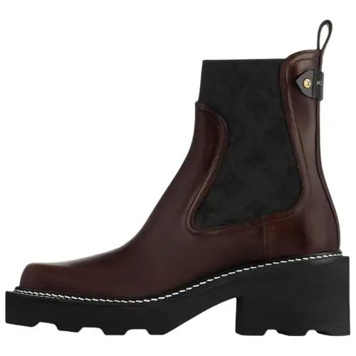 LOUIS VUITTON Beaubourg Short Chelsea Boots 4cm Women's Brown