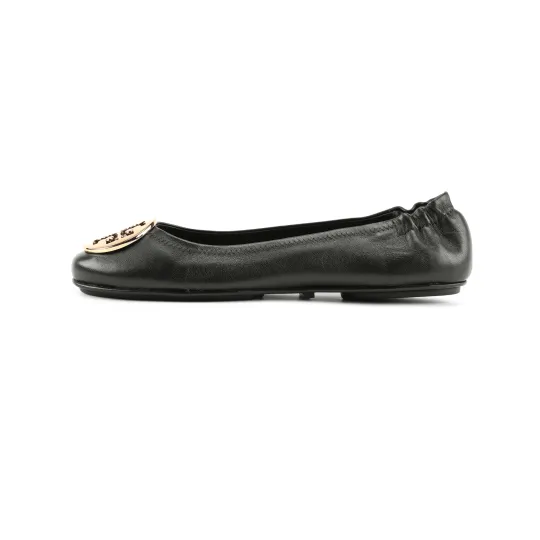 TORY BURCH Minnie Travel Ballet Flats Perfect Black Gold Women's