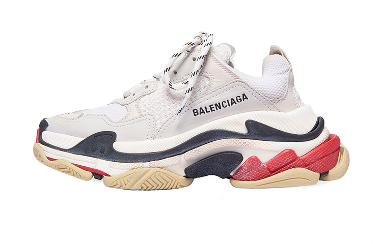 Женские кроссовки Balenciaga Triple S (бело-красно-черные) — фото 1
