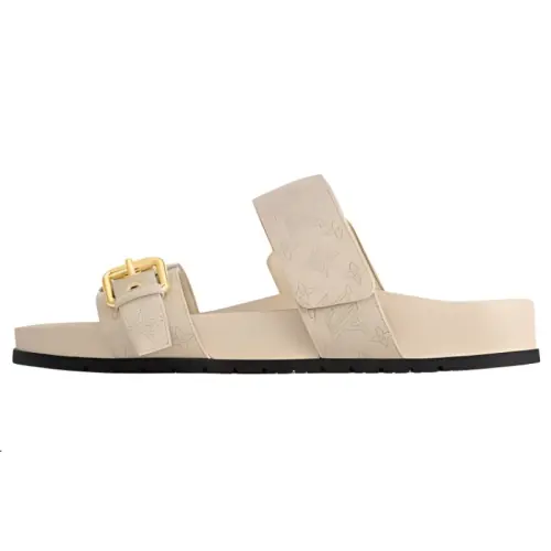 LOUIS VUITTON Bom Dia Slide Slippers Women's Beige
