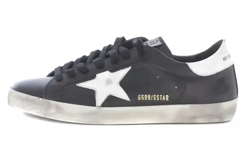 Golden Goose Super Star Low top Skateboard Shoes Men's Black Distressed