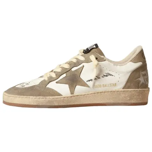 Golden Goose Ball Star Suede Low top Skateboard Shoes Men's Beige Brown Distressed