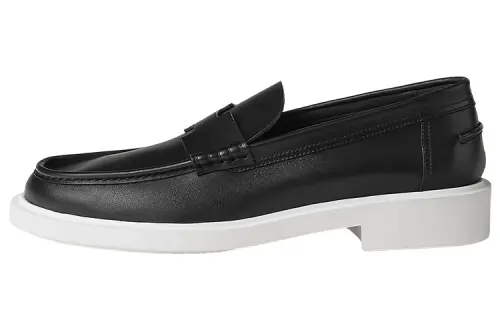 HERMES Guillaume Leather Men's Casual Shoes Men's Black