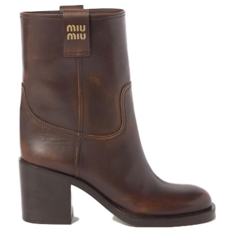 Женские ботинки MIU MIU 7.5cm (коричневые) — фото 2