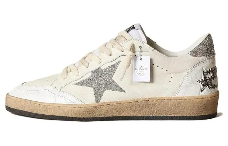 Golden Goose Ball Star Leather Low top Skateboard Shoes Women's White Distressed