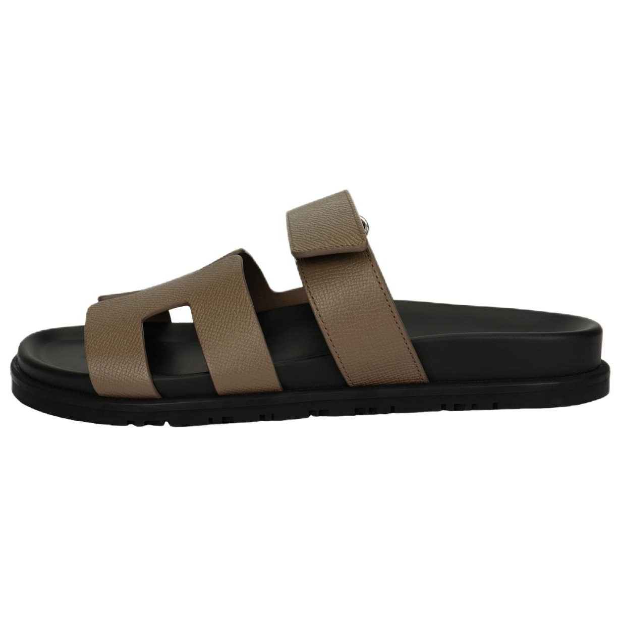 HERMES Chypre Slide Slippers Women's Elephant Gray