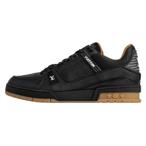LOUIS VUITTON Trainer Cow Leather Low top Skateboard Shoes Men's Black