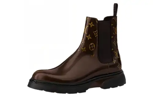 LOUIS VUITTON Bold Cow Leather Chelsea Boots Men's Brown