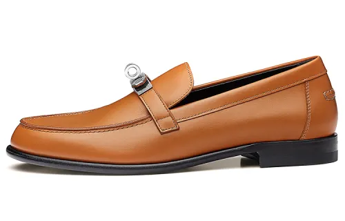 HERMES Destin Leather Casual Shoes Women's Brown