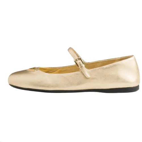 PRADA Mordoré Leather Mary Jane Shoes Women's Gold