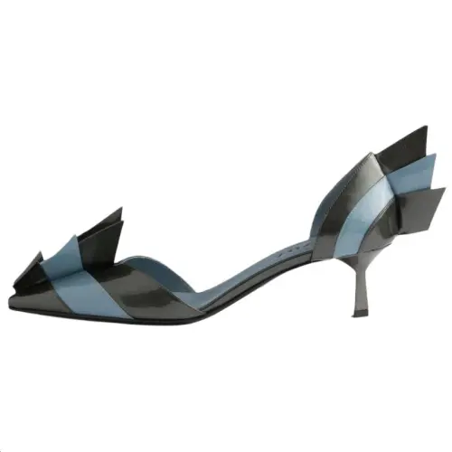 PRADA D'Orsay Leather Slim Heel High Heels 5.5cm Women's Blue
