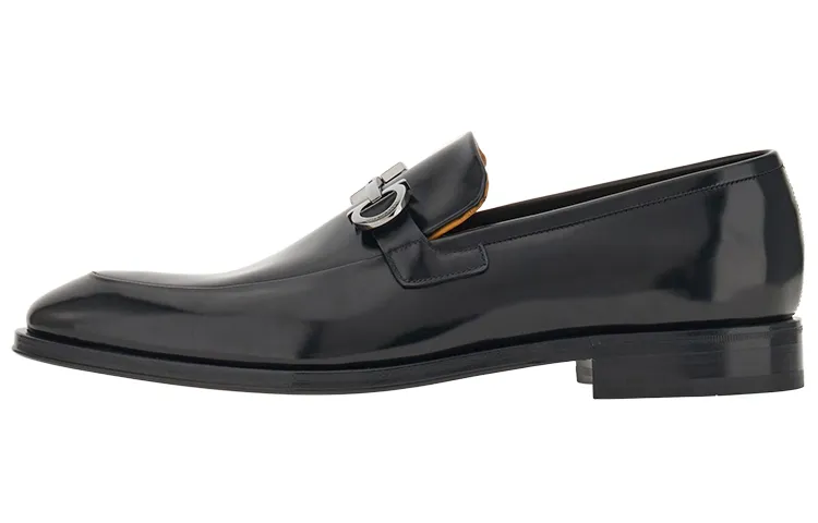 FERRAGAMO Gancini Cow Leather Men's Casual Shoes Men's Black