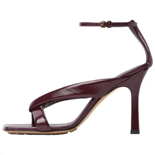 Bottega Veneta Riva Leather One Strap Sandals 9cm Women's Burgundy