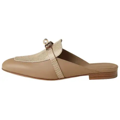 HERMES Oz Closed Toe Slippers Women's Beige