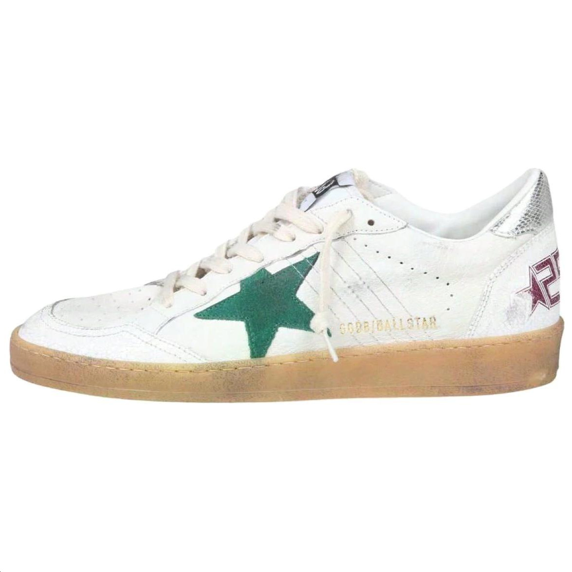 Мужские кеды Golden Goose Ball Star GMF00117.F006162.10630 (бело-зеленые)