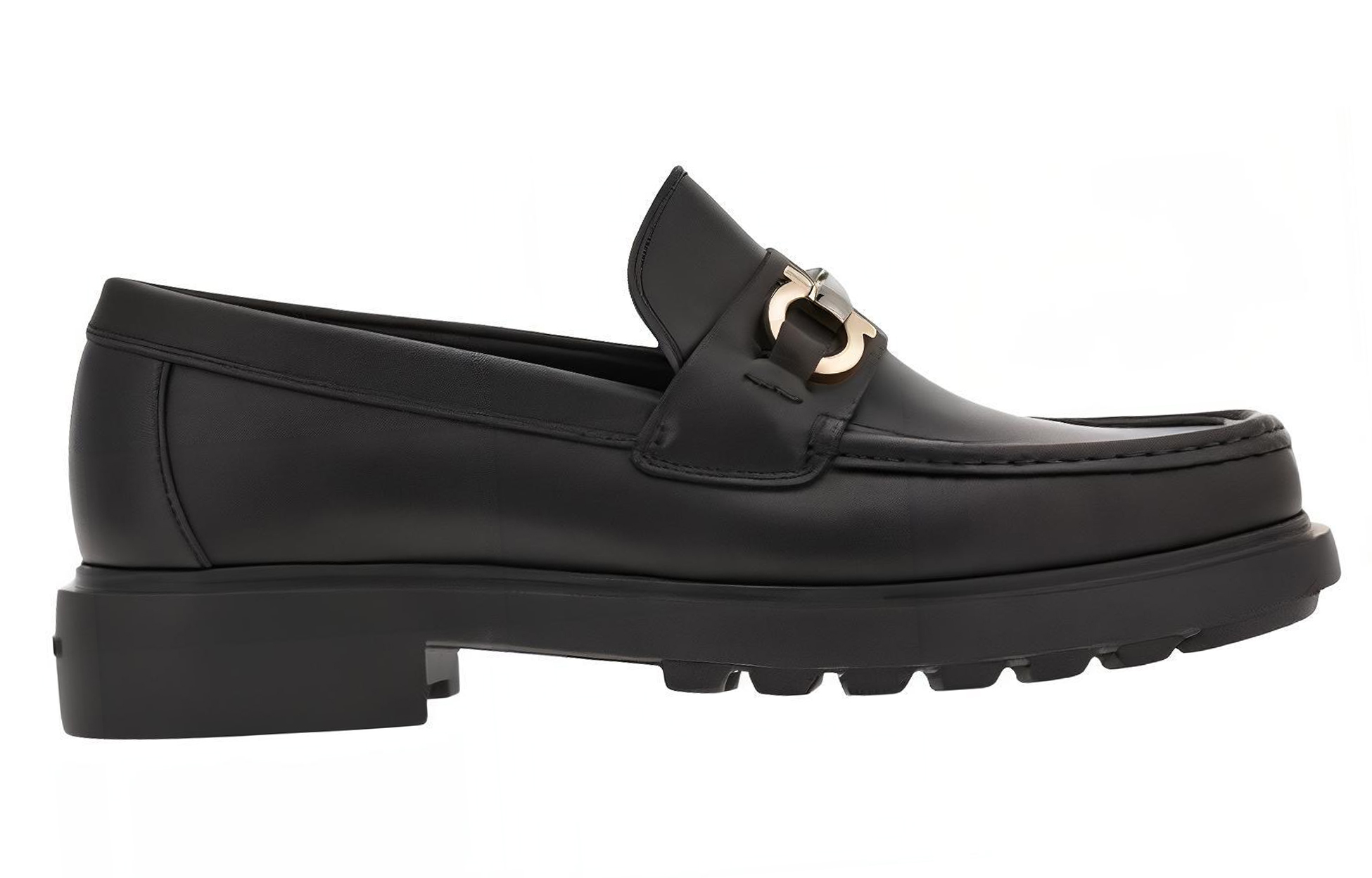 FERRAGAMO Gancini-plaque Leather Loafers